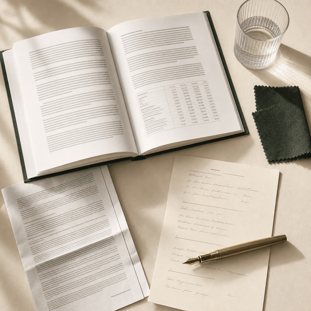 Business plan ouvert, bail, projet de carte et stylo sur un plan de travail ivoire